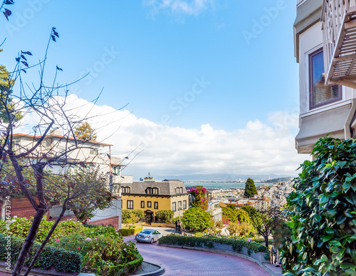 San Francisco bay seen from world famous Lombard street photo