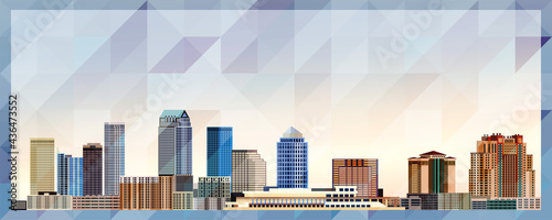 Tampa skyline vector colorful poster on beautiful triangular texture background