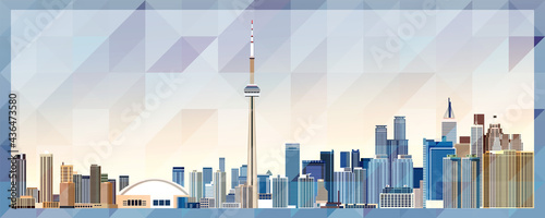 Toronto skyline vector colorful poster on beautiful triangular texture background