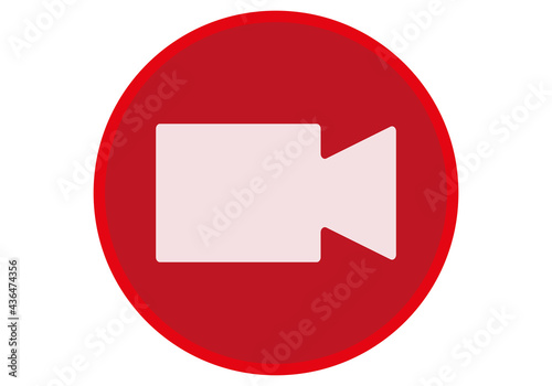 Icono de cámara roja de directo y stream.