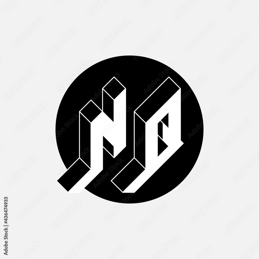 Isometric 3d font for design. N and Q - Monogram or logotype. Three-dimension letters. NQ - logo or 2-letter code. Isometric 3d font for design. N and Q - Monogram or logotype. Three-dimension letters. NQ - logo or 2-letter code.