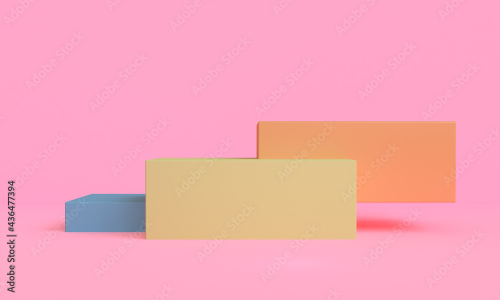 Minimal white geometry Abstract shape mock up with podium for product display on pink background, 3D Render Minimal white geometry Abstract shape mock up with podium for product display on pink background, 3D Render