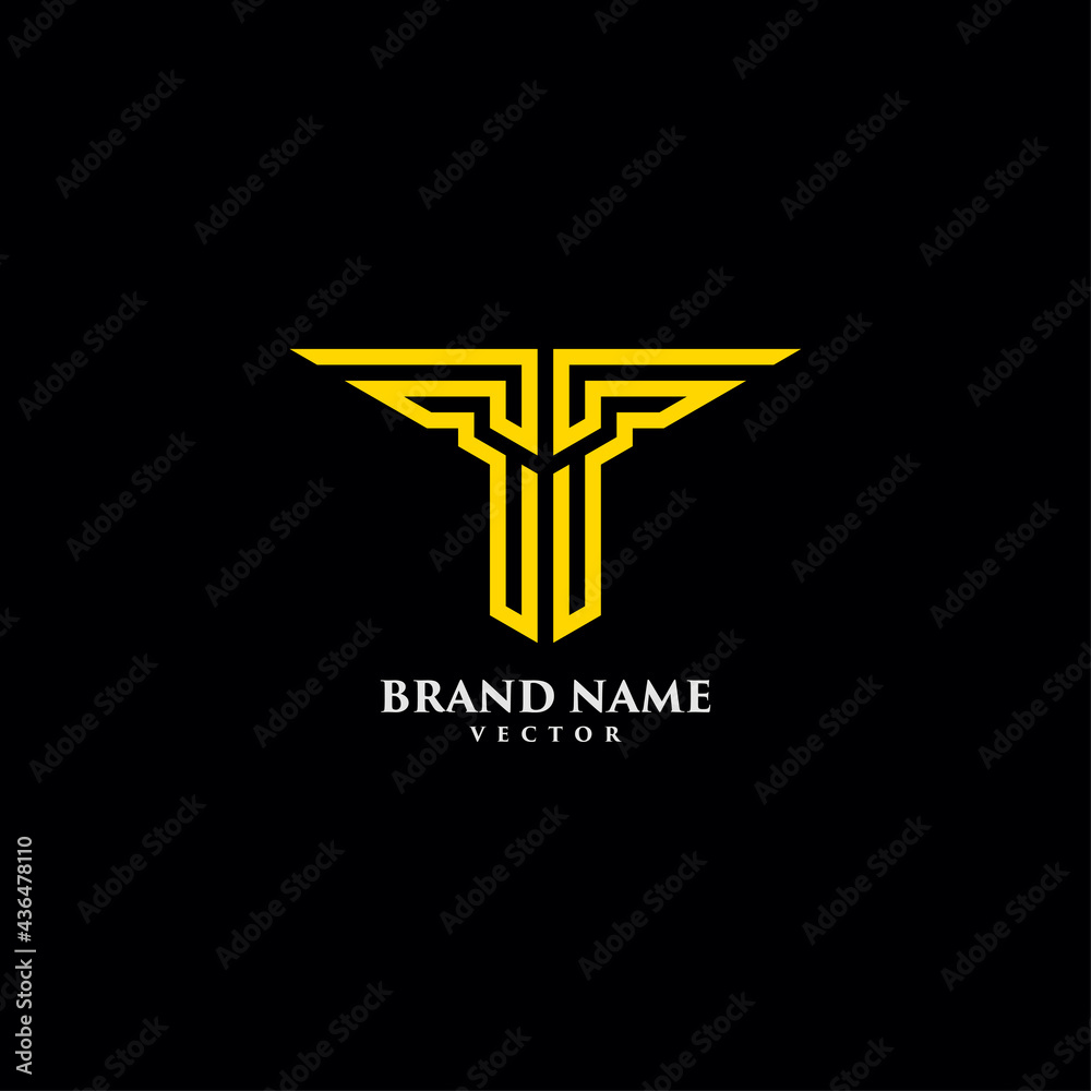 Line Art T Symbol Logo Template Vector Line Art T Symbol Logo Template Vector