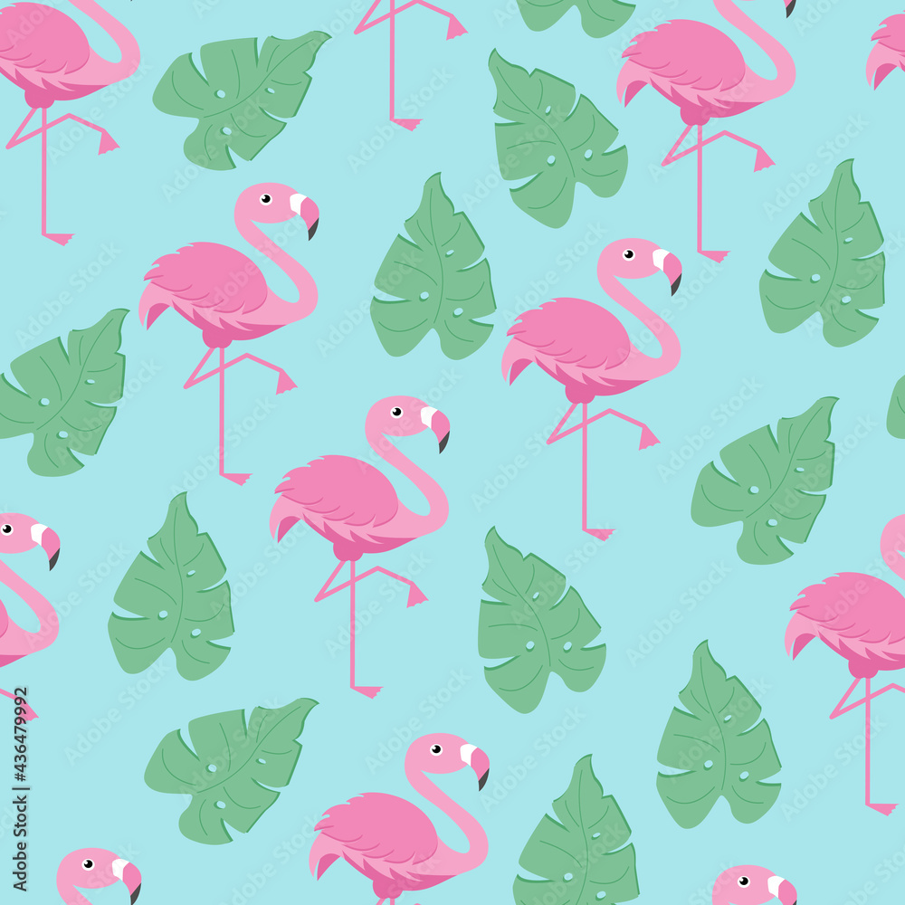 Pink flamingo seamless pattern vector illustration. Perfect for textiles, background, Gift paper. Pink flamingo seamless pattern vector illustration. Perfect for textiles, background, Gift paper.