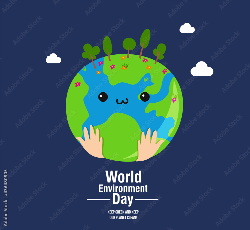 World environment day concept.Green earth of eco friendly city Save the Earth concept.Renewable energy for ecology and environment .conservation concept.Vector illustration.