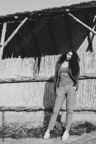 fashion portrait of a girl in nature