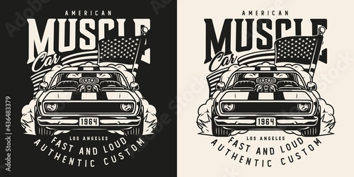 American custom car vintage label