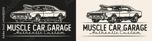 Muscle car garage service vintage badge
