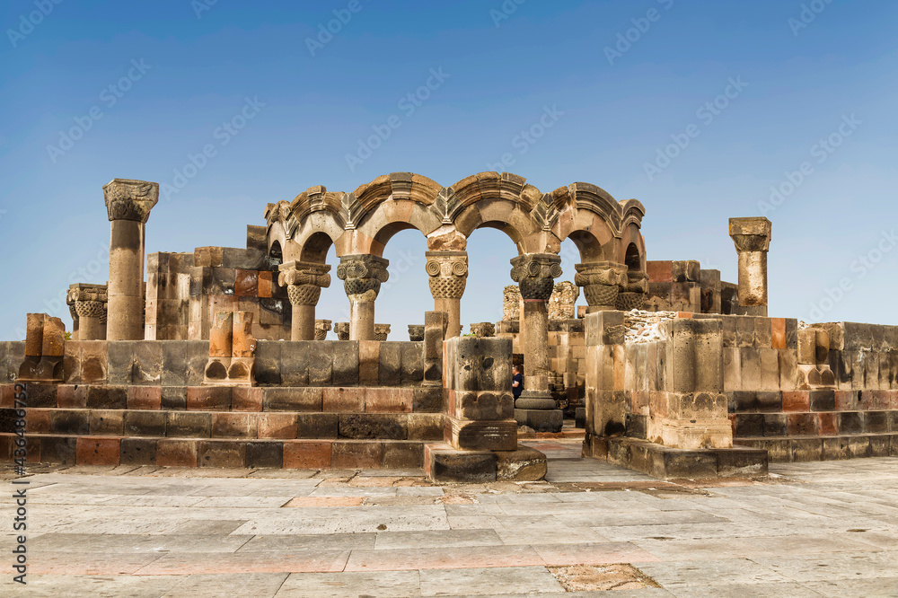 Medieval Zvartnots temple 7th century ad. of armenian apostolic church. Etchmiadzin, Armenia