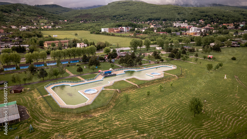 Aerial view of the recreational zone at Zemplinska sirava in Slovakia photo