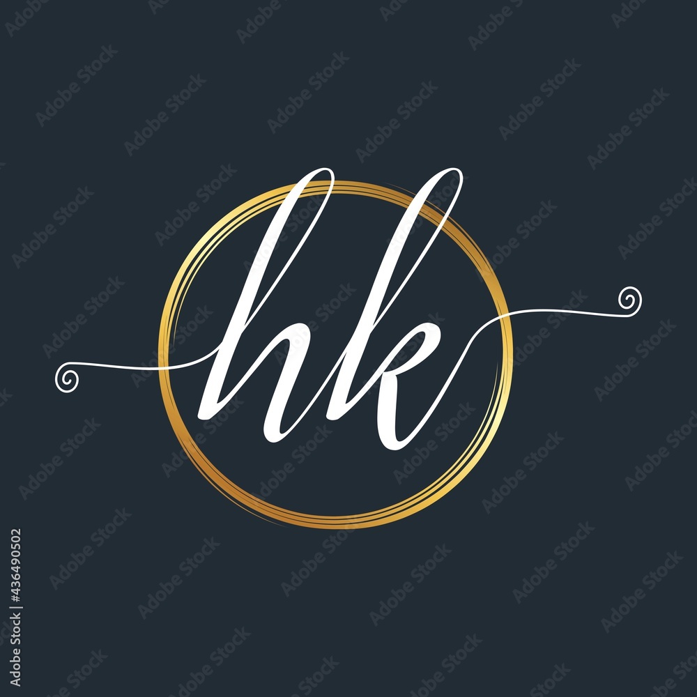 HK Initial Letter handwriting stylish Logo designs Symbol