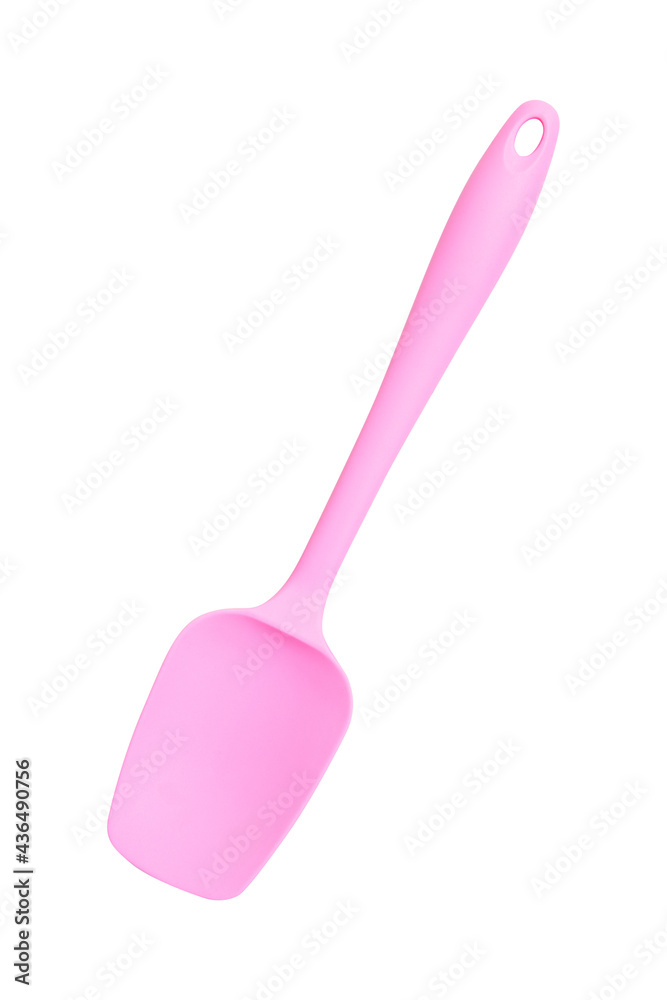 Pink Silicone Spatula Spoon Isolated on White Background