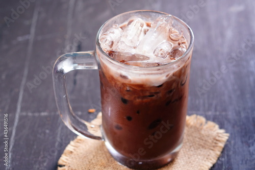 Fototapeta Naklejka Na Ścianę i Meble -  Iced cocoa drink in a large glass Refreshing and quench your thirst