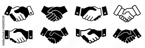 Handshake set icons, partnership symbol, business sign – stock vector