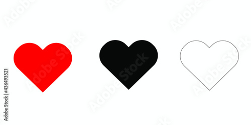 Red black and white coloured hearts vector on a white background.