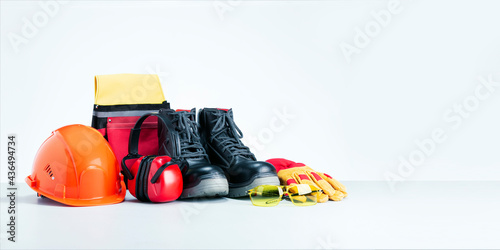 Personal protection equipment with copy space. Banner.