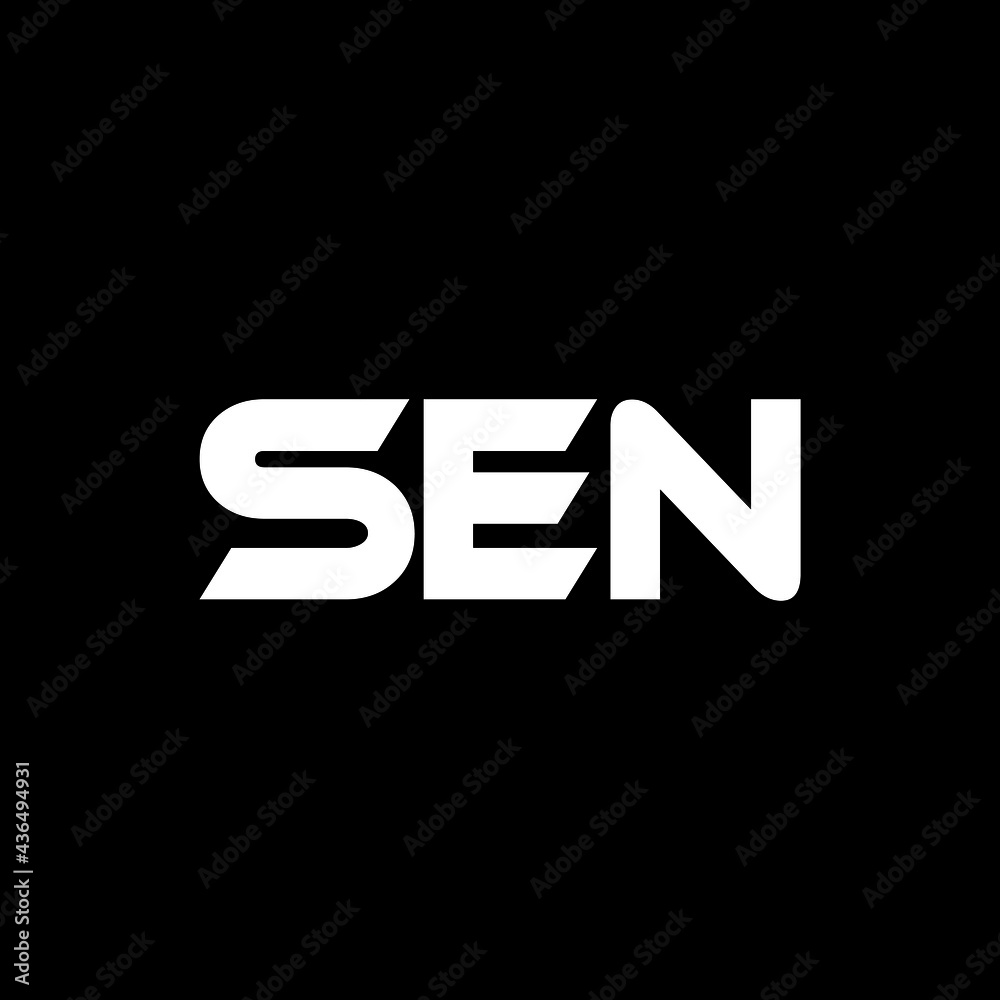 SEN letter logo design with black background in illustrator, vector logo modern alphabet font overlap style. calligraphy designs for logo, Poster, Invitation, etc.
