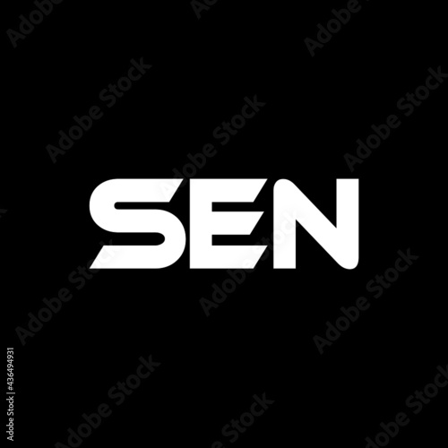 SEN letter logo design with black background in illustrator, vector logo modern alphabet font overlap style. calligraphy designs for logo, Poster, Invitation, etc.
