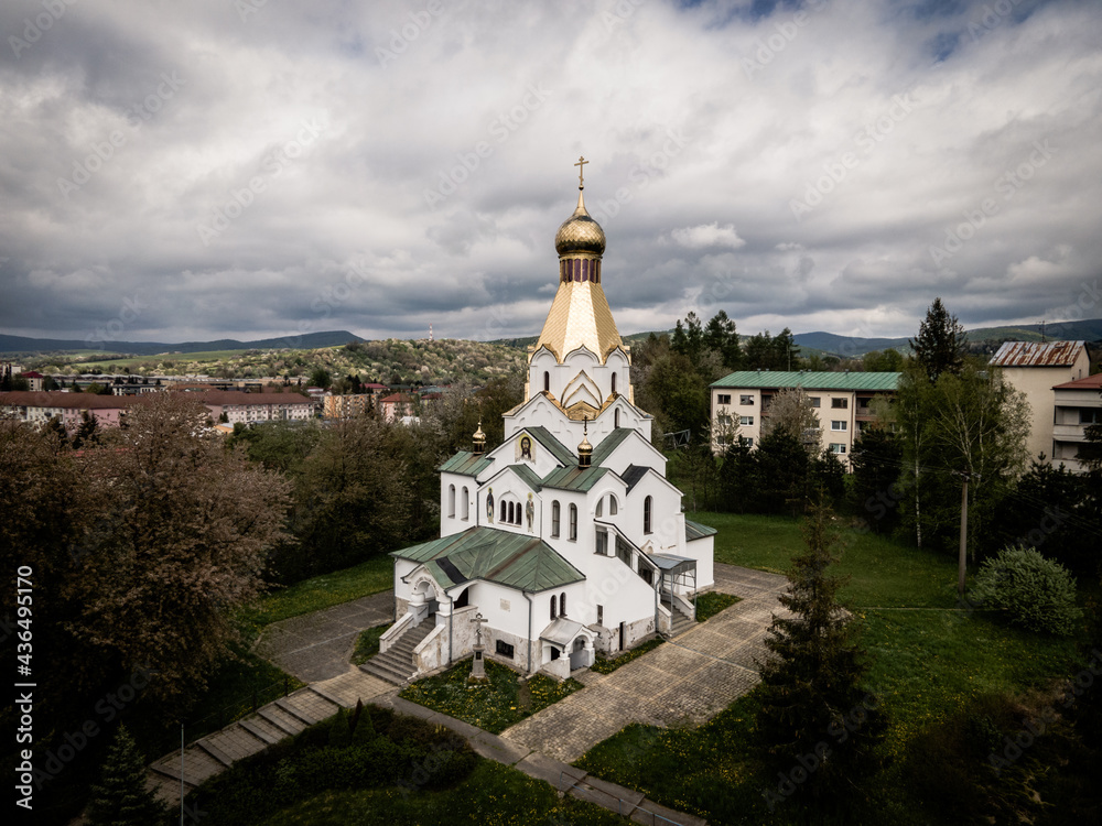 Aerial views of the Orthodox Church in Medzilaborce, Slovakia Aerial views of the Orthodox Church in Medzilaborce, Slovakia