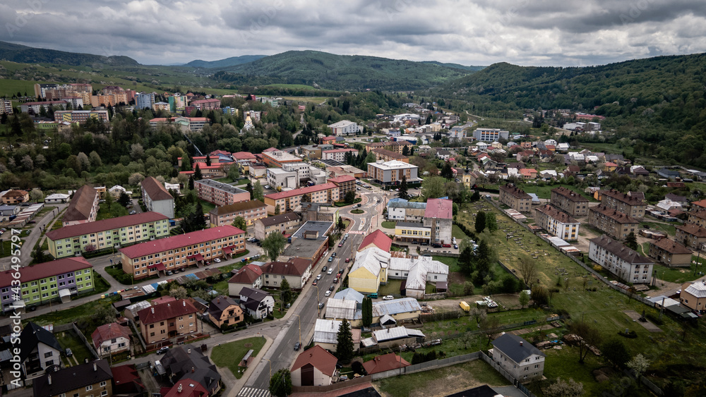 Aerial view of Medzilaborce town in Slovakia