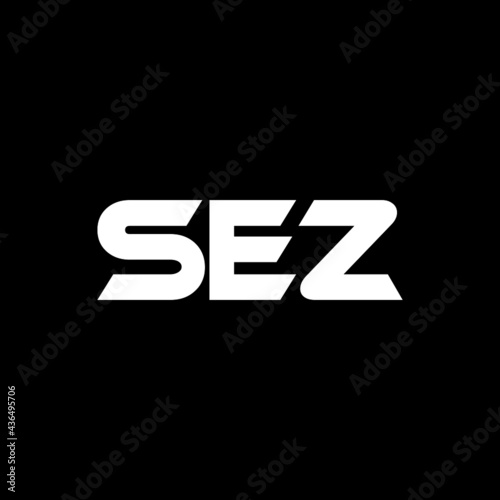 SEZ letter logo design with black background in illustrator, vector logo modern alphabet font overlap style. calligraphy designs for logo, Poster, Invitation, etc. 