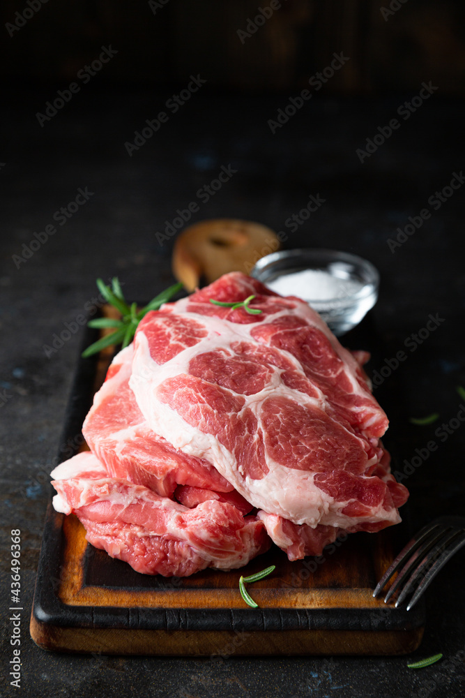 Fresh meat, marbled pork steak