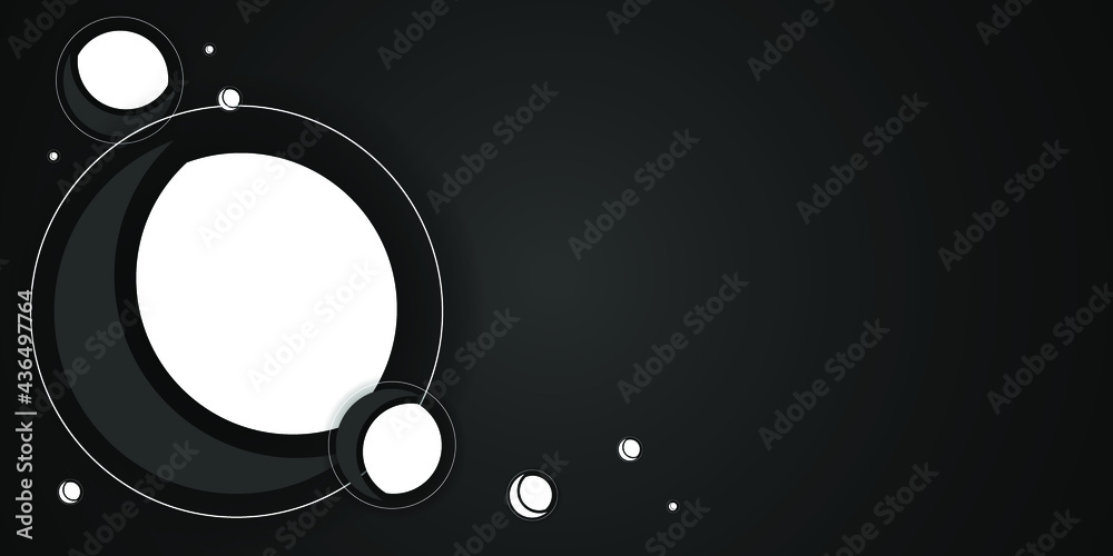 Fototapeta premium Abstract black-white background with rounded shapes vector illustration.