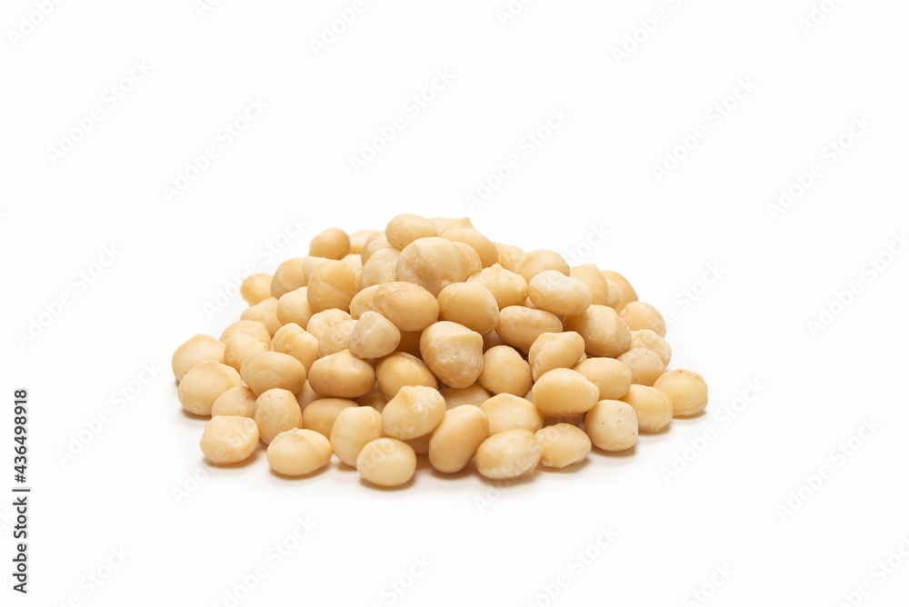 Macadamia nuts isolated on white background. Macadamia nuts isolated on white background.