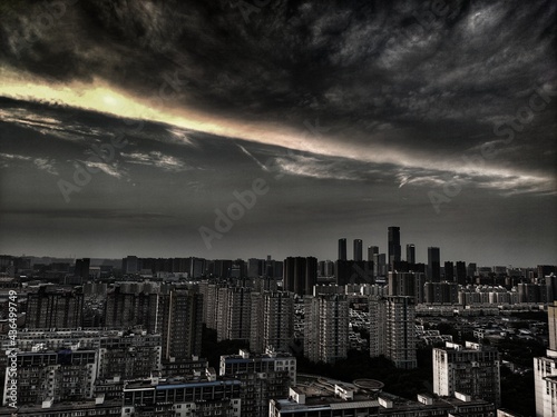 Sky and buildings in the sunset