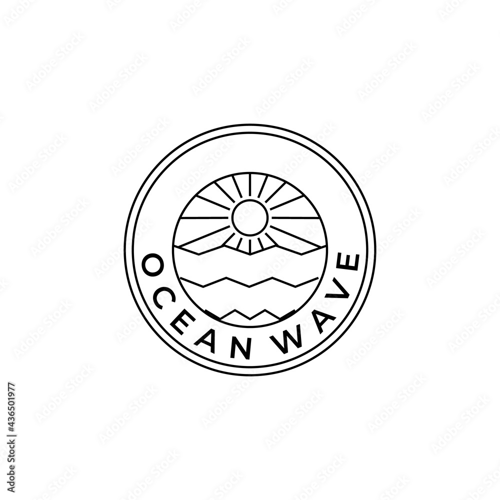 Ocean, sea waves line art vector icons, symbols set illustration design Ocean, sea waves line art vector icons, symbols set illustration design