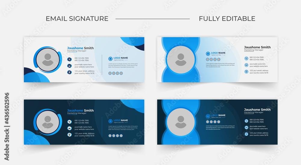 Modern Email signature template design, email signature, personal social media cover template different style