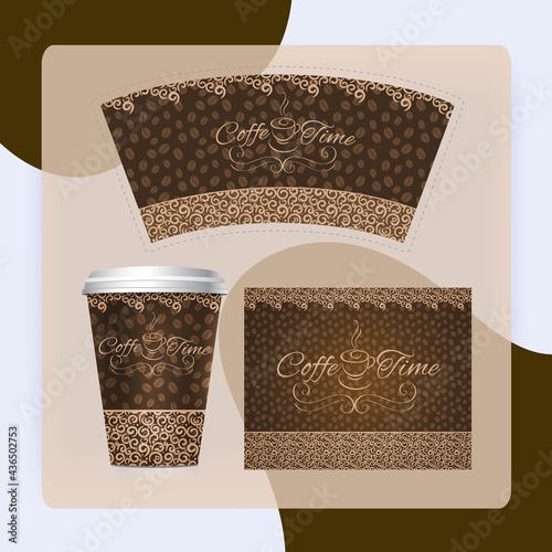 Coffee paper cup 3d realistic plastic container set isolated vector illustration