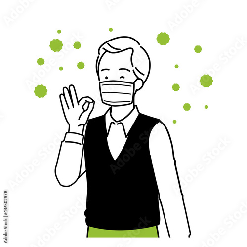 Senior illustration to prevent infectious diseases, upper body.