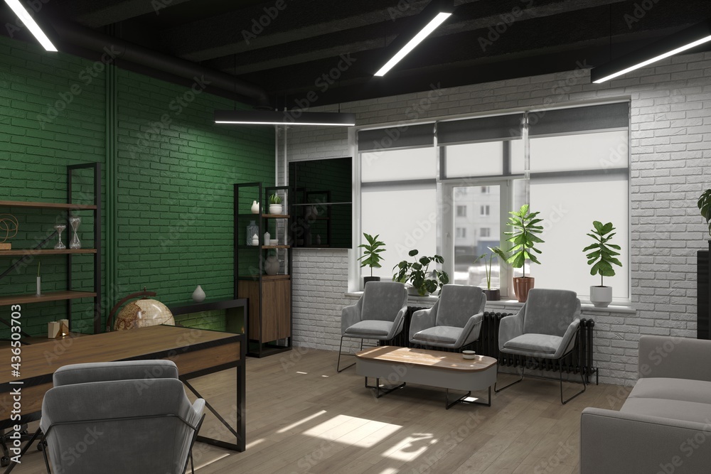 Fototapeta premium office, interior visualization, 3D illustration