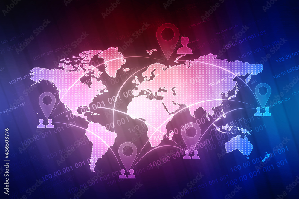 Obraz premium 2d illustration world map abstract background 