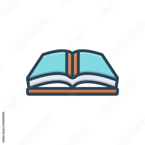 Color illustration icon for open book
