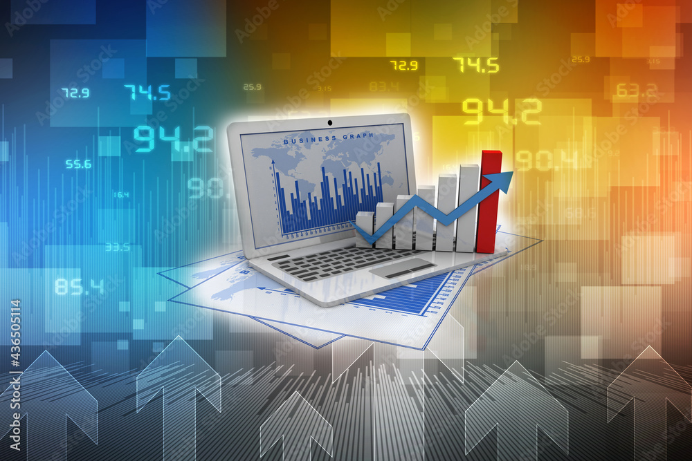 3d rendering Growth and income concept. Mixed media 3d rendering Growth and income concept. Mixed media