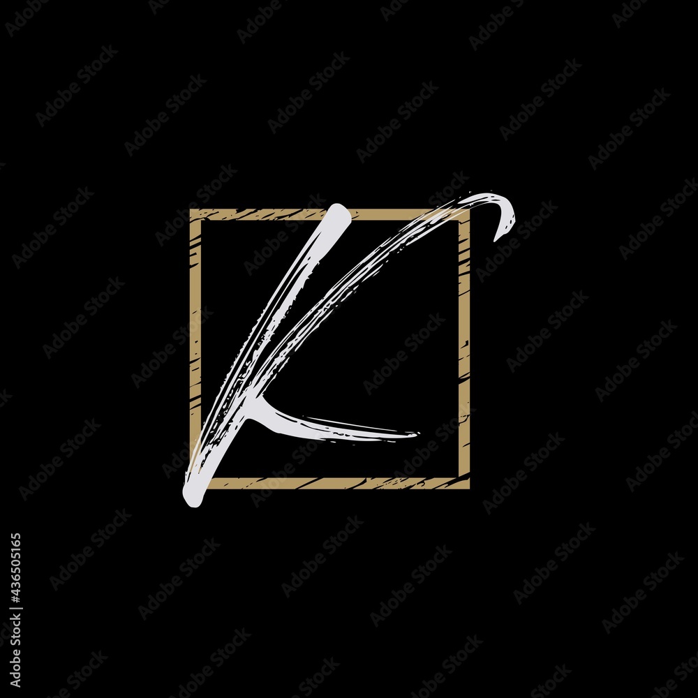Obraz premium Letter K Brush handwriting Square logo