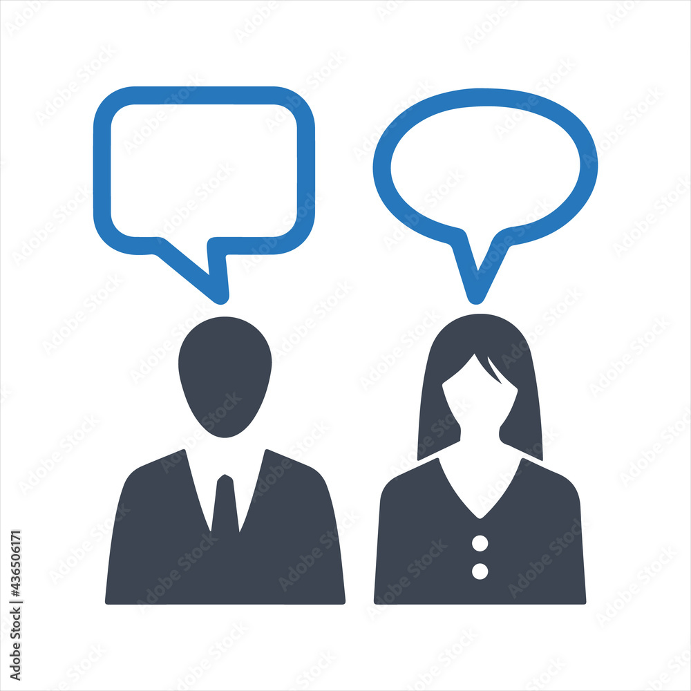 Business discussion, conversation icon. Vector and glyph Business discussion, conversation icon. Vector and glyph