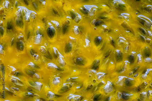 Close up of passion fruit pulp
