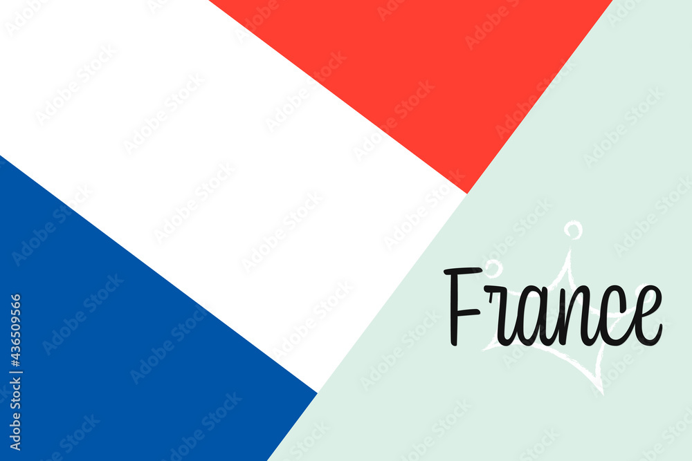 French flag, vector illustration. Bastille Day. France tricolor in original colors.