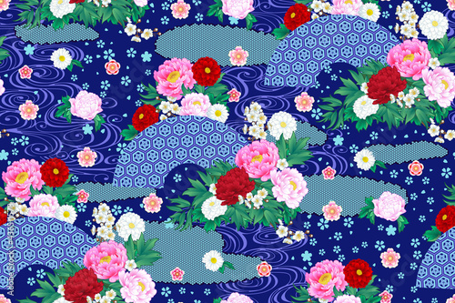 Seamless spring pattern with abstract flowers