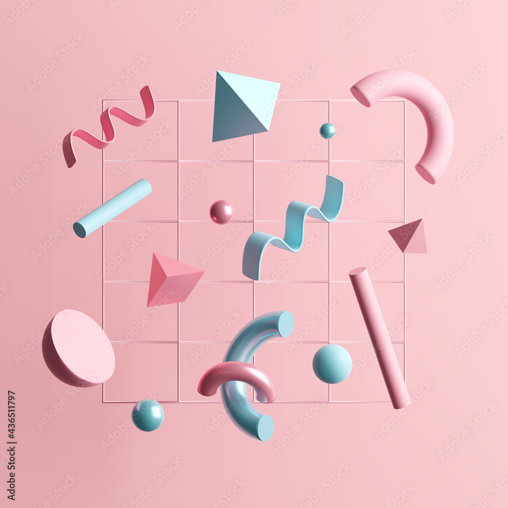 3D illustration of multiple abstract objects.