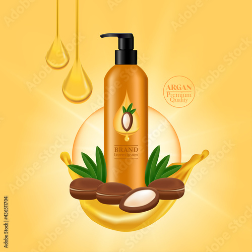 Argan extract for hair product vector illustration.