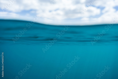 Blue water and a cloudy sky above the surface