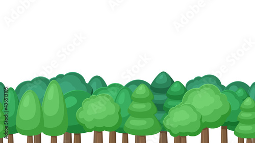 かわいい森林の風景イラスト_木の背景_シームレス_16:9