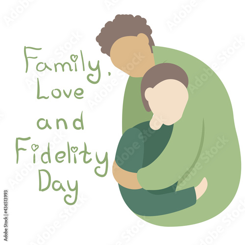 Vector illustration of two men hugging each other. Family, Love and Fidelity Day. Design for banner, poster, background.