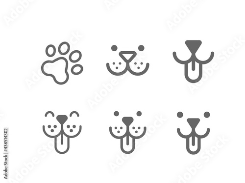 Dog, puppy vector line icon set