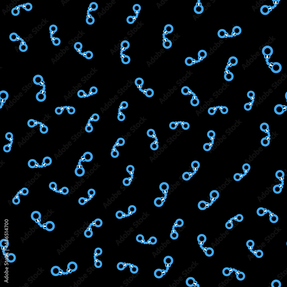 Line Handcuffs icon isolated seamless pattern on black background. Vector