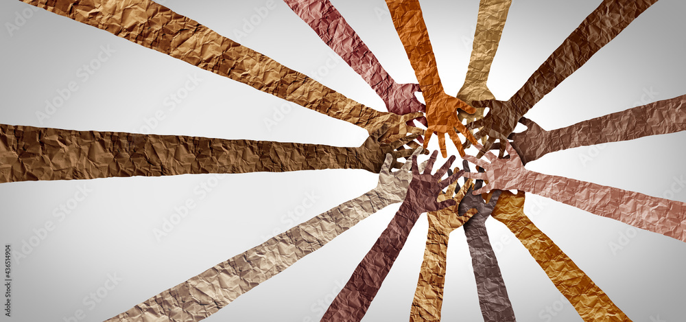 Business success unity and diverse teamwork concept as a team metaphor ...